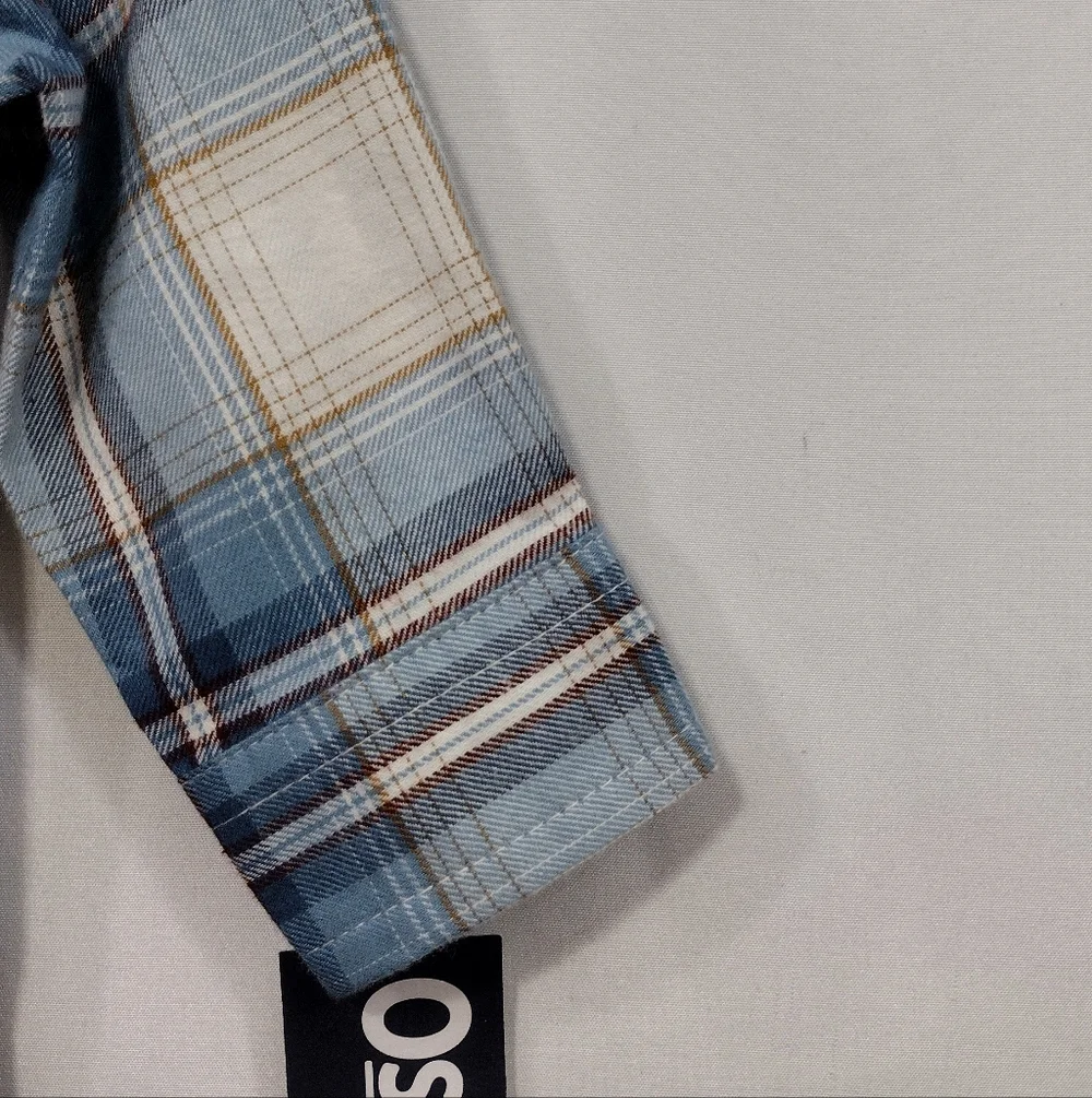 NWT OshKosh B'gosh Baby Boy Plaid Button-front Bodysuit 9M Blue Western Retro